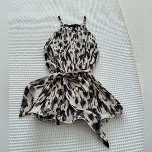 Black, White & Grey leopard Patterned Blouse